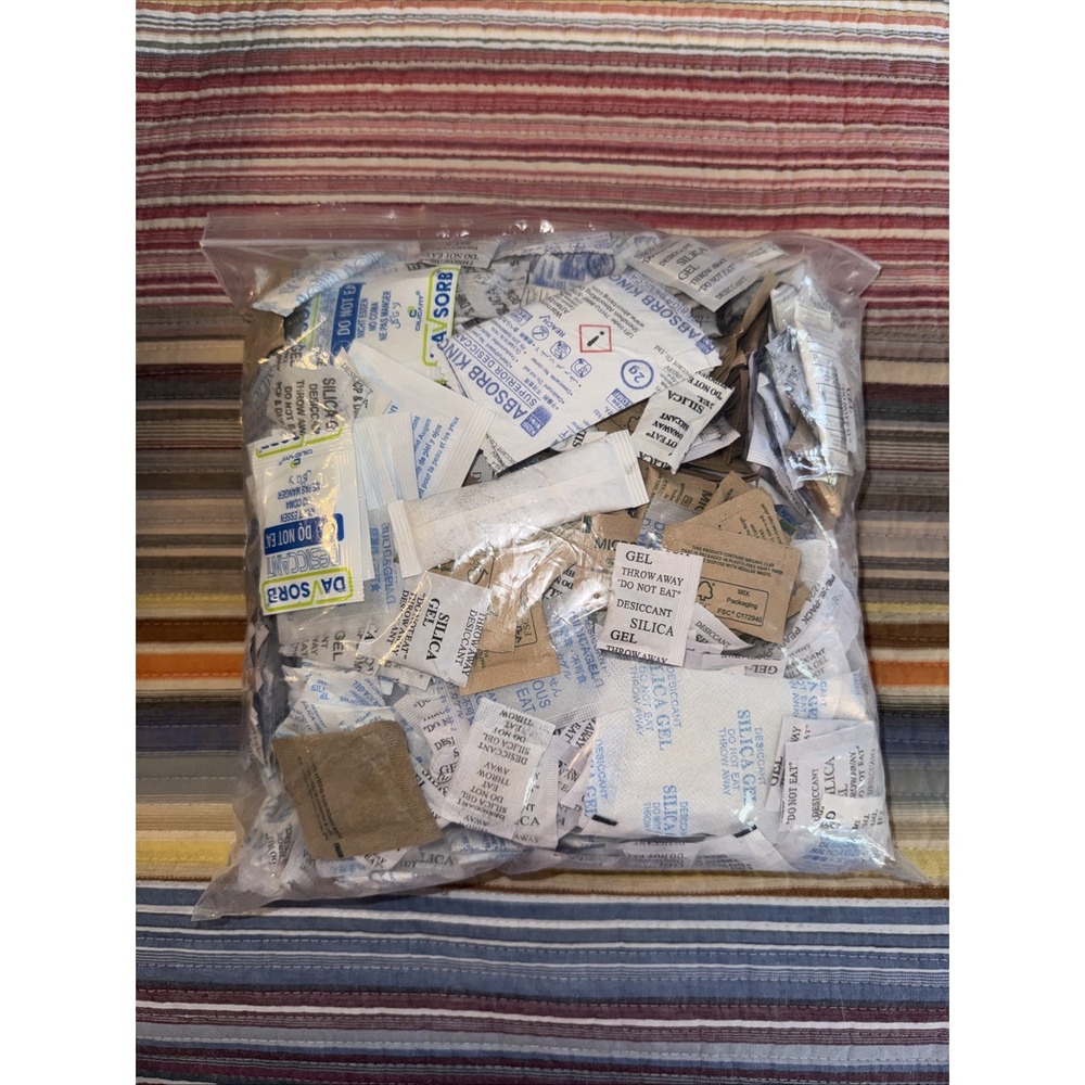 Silica Gel Desiccant Packets Moisture Absorber 4.96 Ibs Assorted Types & Sizes